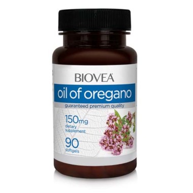 Oil Of Oregano 150 мг 90 гел-капсули | Biovea Помага при нарушения на храносмилателната система Подобрява функционирането на дихателните пътища Има силно антиоксидантно действие Помага в борбата с паразити Oil Of Oregano 150 мг 90 гел-капсули | Biovea Пом