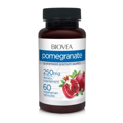 Pomegranate 250 мг 60 вегетариански капсули | Biovea Мощен антиоксидант Стимулира имунната система и доброто здраве Действа успешно срещу образуването на кръвни съсиреци Регулира нивата на лошия холестерол Pomegranate 250 мг 60 вегетариански капсули | Bio