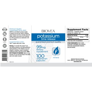 Potassium Time Release 99 мг 100 веге капсули | Biovea
