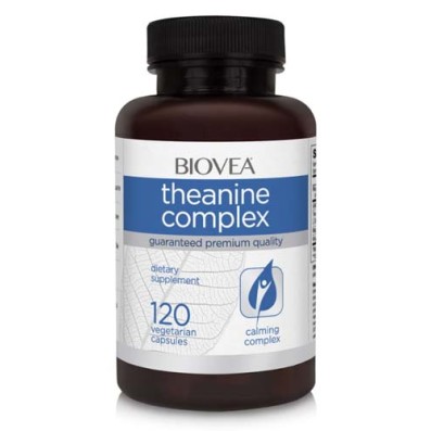 Theanine Complex 120 вегетариански капсули | Biovea Инхибира стреса и безпокойството по естествен път Поддържа балансирани неврологични функции Повишава имунитета Стимулира метаболитните функции Подходя Theanine Complex 120 вегетариански капсули | Biovea 