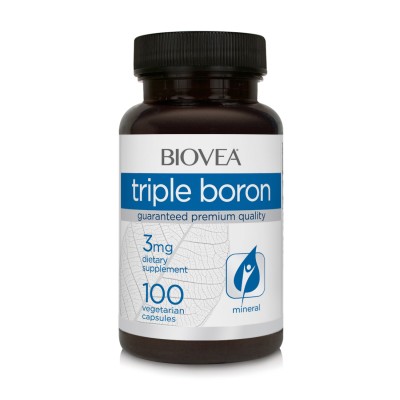 Triple Boron 3 мг 100 веге капсули | Biovea За здравето на Вашите кости  С него по-бързо и лесно усвоявате магнезий Помага за подобряване на концентрацията и мозъчната функция Бор 3 мг 100 на капсули Triple Boron 3 мг 100 веге капсули | Biovea За здравето