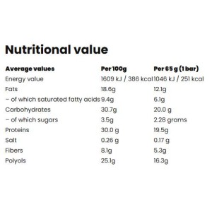 Core PLUS 30% High Protein Bar - Шоколад с кокос 65 г | Born Winner Core PLUS 30% High Protein Bar - Шоколад с кокос 65 г | Born Winner