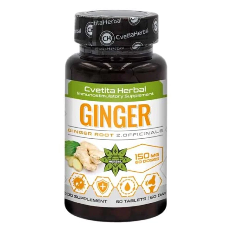 Ginger (Root) 150 мг 60 таблетки | Cvetita Herbal Ginger (Root) 150 мг 60 таблетки | Cvetita HerbalПоддържа имунния отговор на организма
Предпазва от бактериални и вирусни инфекции
Потиска гаденето
Намалява лошия холестерол
Корен от Джинджи Ginger (Root) 150 мг 60 таблетки | Cvetita Herbal Поддържа имунния отговор на организма Предпазва от бактериални и вирусни инфекции Потиска гаденето Намалява лошия холестерол Корен от Джинджифил на табл Ginger (Root) 150 мг 60 таблетки | Cvetita Herbal По