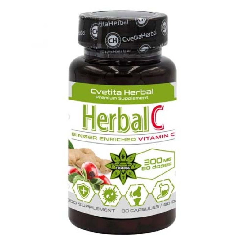 Herbal C 80 капсули | Cvetita Herbal Помага за поддържане на здрава имунна система Намалява апатията, хроничната умора и липсата на концентрация Обезболяващ и противовъзпалителен ефект Оказва стомашно-чрев Herbal C 80 капсули | Cvetita Herbal Помага за по