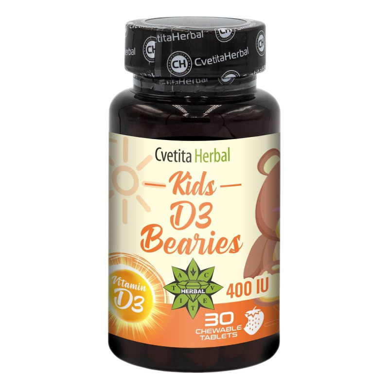 Kids D3 Bearies 400 IU 30 дъвчащи таблетки | Cvetita Herbal