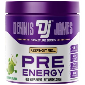 Pre-Energy | Advanced Pre-Workout Formula - Зелена ябълка 300 г | Dennis James Signature Series