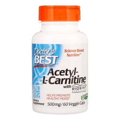 Acetyl-L-Carnitine Carnitine 500 мг 60 веге капсули | Doctors Best Помага за изгаряне на мазнините Подходящ за вегетарианци Обезпечава енергия Потиска чувството на глад Подобрява окисляването на ма Acetyl-L-Carnitine Carnitine 500 мг 60 веге капсули | Doc