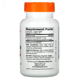 Astaxanthin With AstaPure 6 mg 90 Veggie Softgels | Doctor's Best