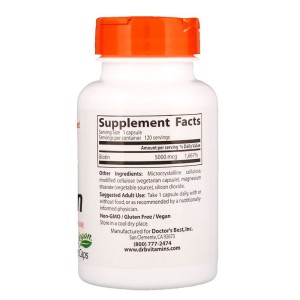Biotin 5000 mcg 120 веге капсули | Doctor's Best Biotin 5000 mcg 120 веге капсули | Doctor's Best