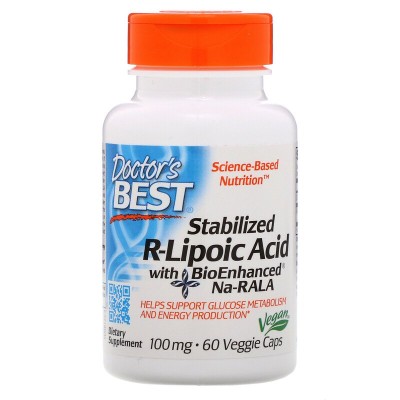 Stabilized R-Lipoic Acid 100 мг 60 веге капсули | Doctors Best Има антиоксидантни свойства За детоксикация Подобрява липидния обмен При чернодробни проблеми Против хронични прояви на различни забол Stabilized R-Lipoic Acid 100 мг 60 веге капсули | Doctors