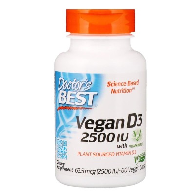 Vegan Vitamin D3 2500 IU 60 веге капсули | Doctors Best При развитие на рахит Против кожни заболявания Срещу остеопороза Спомага обмяната на веществата Има функция на имуностимулатор Vegan Vitamin D3 2500 IU 60 веге капсули | Doctors Best При развитие на 
