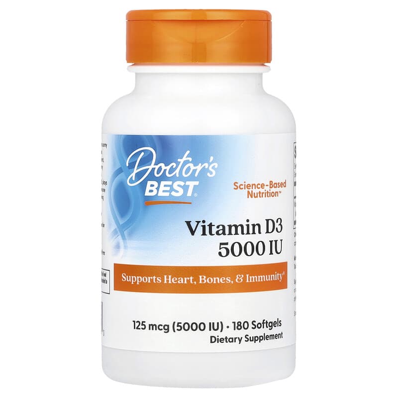 Vitamin D3 5000 IU 180 дражета | Doctor's Best Vitamin D3 5000 IU 180 дражета | Doctor's Best