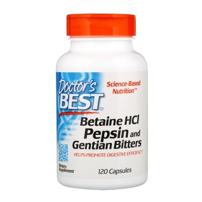 Betaine HCL Pepsin and Gentian Bitters 120 капсули | Doctors Best Понижава хомоцистеиновите нива в тялото Подобрява сърдечните функции При чернодробни нарушения Подпомага здравето на кожата Сп Betaine HCL Pepsin and Gentian Bitters 120 капсули | Doctors B