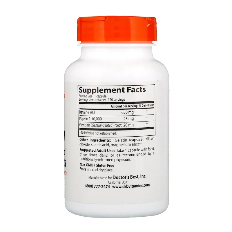 Betaine HCL Pepsin and Gentian Bitters 120 капсули | Doctors Best Betaine HCL Pepsin and Gentian Bitters 120 капсули | Doctors BestПонижава хомоцистеиновите нива в тялото
Подобрява сърдечните функции
При чернодробни нарушения
Подпомага здраве Betaine HCL Pepsin and Gentian Bitters 120 капсули | Doctors Best Понижава хомоцистеиновите нива в тялото Подобрява сърдечните функции При чернодробни нарушения Подпомага здравето на кожата Сп Betaine HCL Pepsin and Gentian Bitters 120 капсули | Doctors B