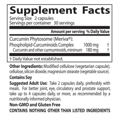Curcumin Phytosome Meriva 500 мг 60/180 веге капсули | Doctors Best Силен антиоксидант Забавя процесите на стареене Спомага обмяната на веществата Има функция на имуностимулатор Подобря Curcumin Phytosome Meriva 500 мг 60/180 веге капсули | Doctors Best С
