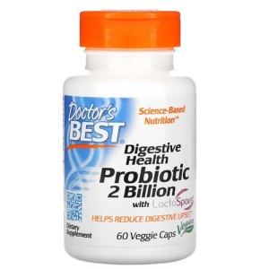 Digestive Health Probiotic 2 млрд with LactoSpore 60 веге капсули | Doctor's Best Digestive Health Probiotic 2 млрд with LactoSpore 60 веге капсули | Doctor's Best