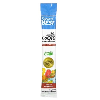 High Absorption CoQ10 Powder Tropical Fruit 200 мг 30 сашета | Doctors Best Подпомага функцията на сърдечно-съдовата система Забавя процесите на стареене Намалява умората и изтощението Допринася кожат High Absorption CoQ10 Powder Tropical Fruit 200 мг 30 
