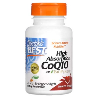 High Absorption CoQ10 with BioPerine 200 мг 60 веге гел-капсули | Doctors Best Оптимизиране на клетъчните енергийни процеси С добавен биоперин, повишаващ бионаличността Защитава сърдечно-съдовата си High Absorption CoQ10 with BioPerine 200 мг 60 веге гел-