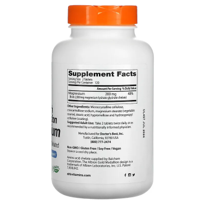 High Absorption Magnesium 100% Chelated 240 таблетки | Doctors best Подпомага сърдечно-съдовата система Помага при стрес, депресия, безсъние Премахва спазмите и мускулните болки Подпомага здравословни High Absorption Magnesium 100% Chelated 240 таблетки |