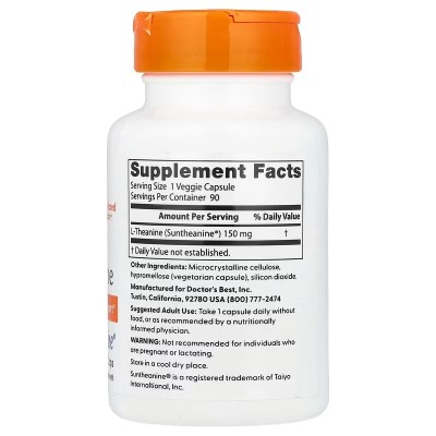L-Theanine with Suntheanine 150 мг 90 капсули | Doctor's Best L-Theanine with Suntheanine 150 мг 90 капсули | Doctor's Best