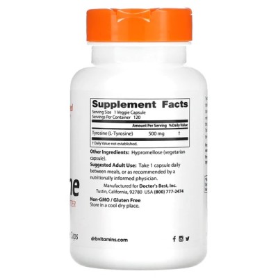 Best L-Tyrosine 500 mg 120 Veggie Caps | Doctor's Best Best L-Tyrosine 500 mg 120 Veggie Caps | Doctor's Best