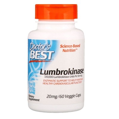 Лумброкиназа 20 мг 60 веге капсули | Doctors Best Хранителна добавка Лумброкиназа - Lumbrokinase капсули на супер цена, помага за поддържане на здрава сърдечно-съдовата система Lumbrokinase е името на група о Лумброкиназа 20 мг 60 веге капсули | Doctors B