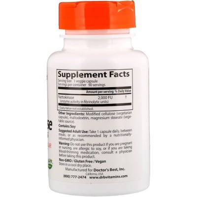Натокиназа (Nattokinase) 2000 FUs 90 веге капсули | Doctor's Best