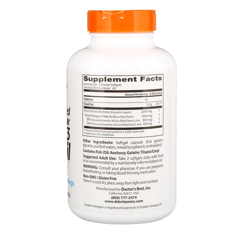 Omega 3 Fish Oil 1000 мг 120 гел-капсули | Doctor's Best Omega 3 Fish Oil 1000 мг 120 гел-капсули | Doctor's Best