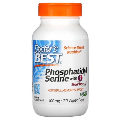 Phosphatidylserine with SerinAid 100 мг 120 веге капсули | Doctors Best Стимулира паметта, ученето и други познавателни функции Подпомага по-лесното справяне със стреса Помага за улесняване на свързванет Phosphatidylserine with SerinAid 100 мг 120 веге ка