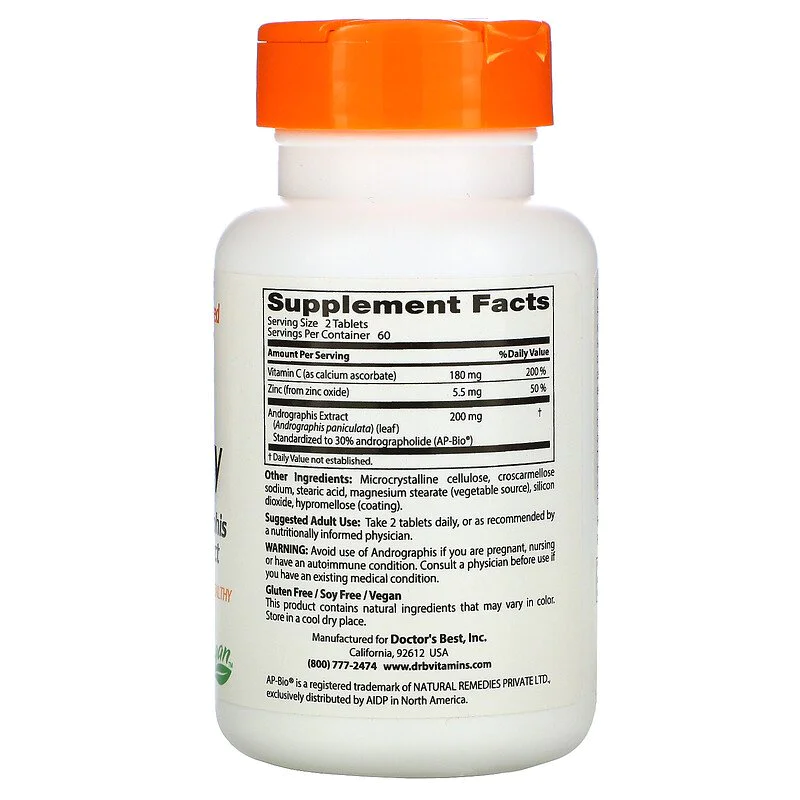 Respiratory Care with Andrographis Leaf Extract 120 таблетки | Doctors Best Respiratory Care with Andrographis Leaf Extract 120 таблетки | Doctors BestПоддържа здрав имунен отговор
Облекчава симптомите на инфекции на горните дихателни пътища
Съ Respiratory Care with Andrographis Leaf Extract 120 таблетки | Doctors Best Поддържа здрав имунен отговор Облекчава симптомите на инфекции на горните дихателни пътища Съкращава продължителността на кашли Respiratory Care with Andrographis Leaf Extract 120