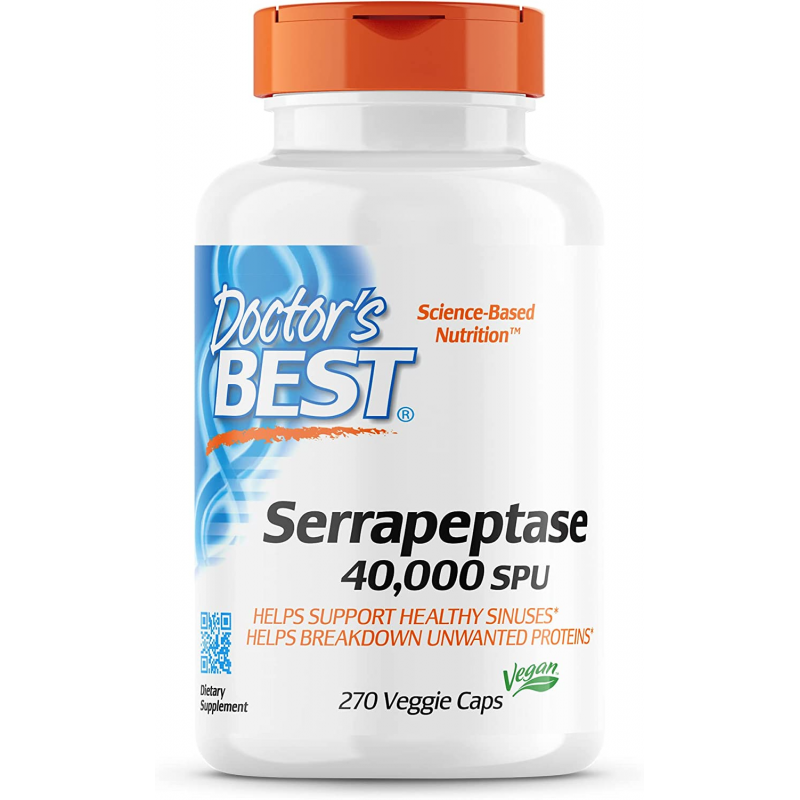 Серапептаза (Serrapeptase) 40 000 SPU 270 веге капсули | Doctor's Best