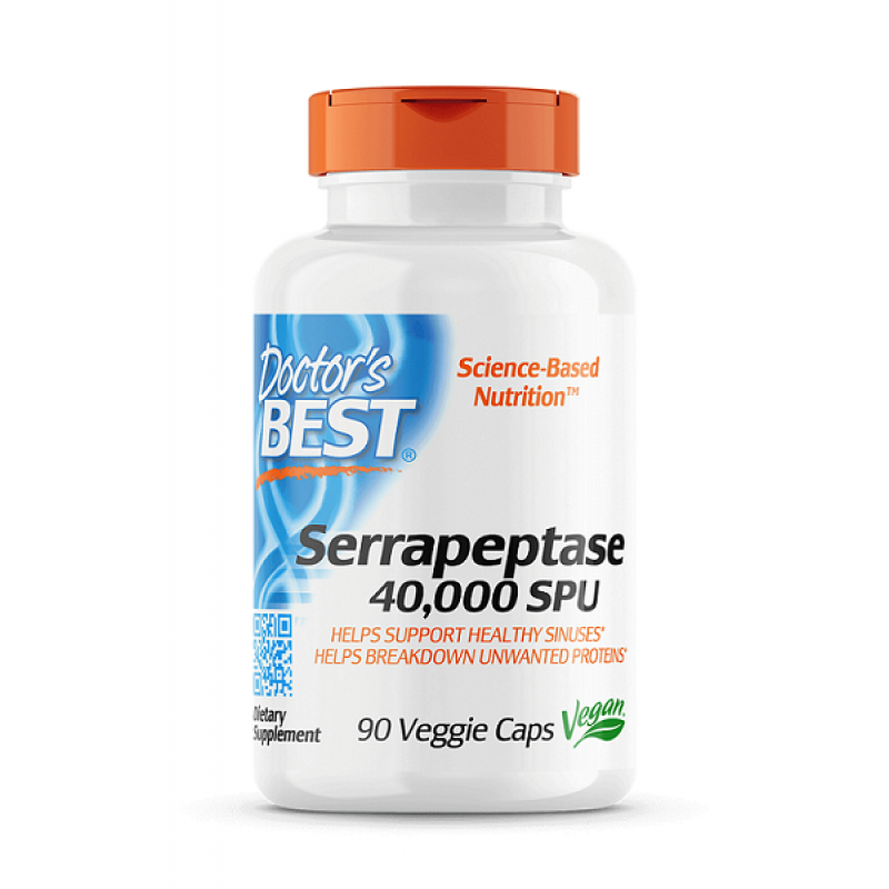 Серапептаза (Serrapeptase) 40 000 SPU 90 веге капсули | Doctor's Best