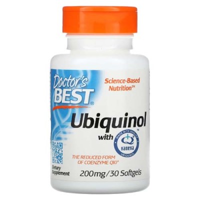 Ubiquinol with Kaneka 200 мг 30 гел-капсули | Doctors Best Подпомага поддържането на митохондриите  Подобрява производството на клетъчна енергия Подпомага поддържането на здрава сърдечна функция Ubiquinol with Kaneka 200 мг 30 гел-капсули | Doctors Best П