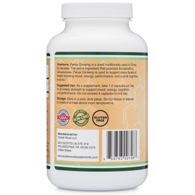 Korean Panax Ginseng 500 мг 240 капсули | Double Wood Повишава жизнеността Повишава издръжливостта, подобрява физическото състояние, облекчава умората Стабилизира психическото състояние, предпазва от стрес, н Korean Panax Ginseng 500 мг 240 капсули | Doub