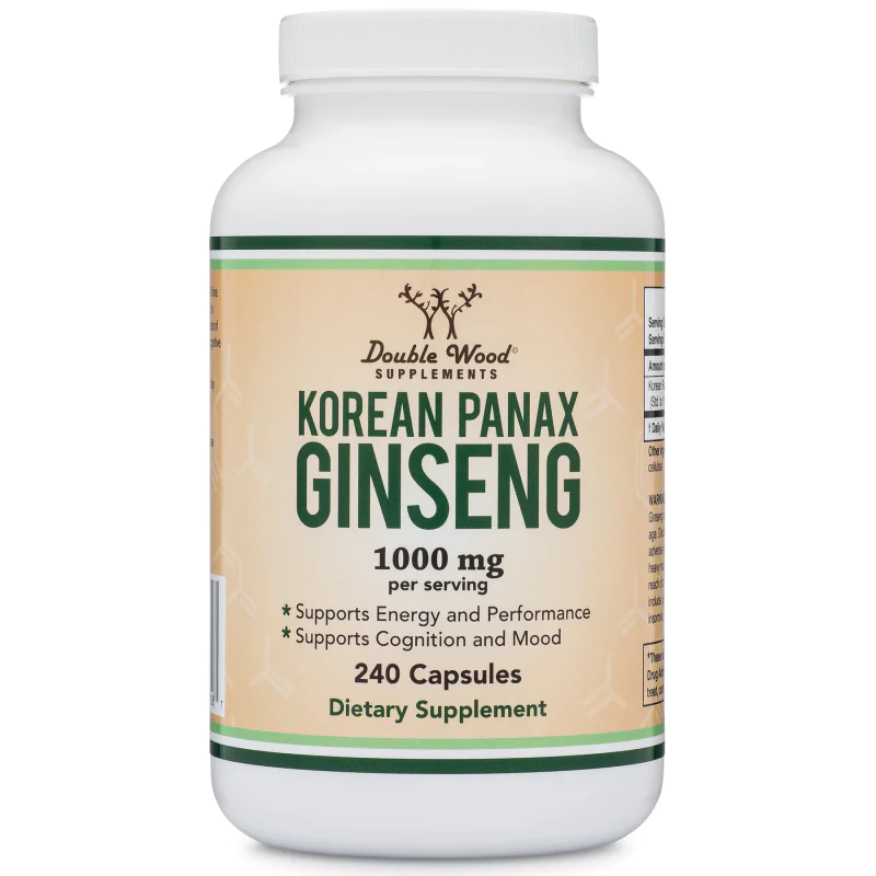 Korean Panax Ginseng 500 мг 240 капсули | Double Wood Повишава жизнеността Повишава издръжливостта, подобрява физическото състояние, облекчава умората Стабилизира психическото състояние, предпазва от стрес, н Korean Panax Ginseng 500 мг 240 капсули | Doub