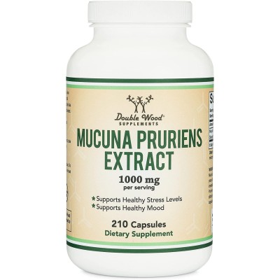 Mucuna Pruriens Extract 500 мг 210 капсули | Double Wood Стандартизиран до 20% L Dopa, който е един от основните градивни елементи на допамина Повишава мотивацията и фокуса Веган, без ГМО и без глутен Прои Mucuna Pruriens Extract 500 мг 210 капсули | Doub