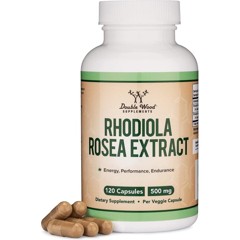 [Rhodiola Rosea Extract 500 мг 120 капсули | Double Wood Успешно се бори с тревожните мисли и наличието на депресия Регулира кръвното нялягане За понижаване на кръвната захар Екстракт от златен корен н