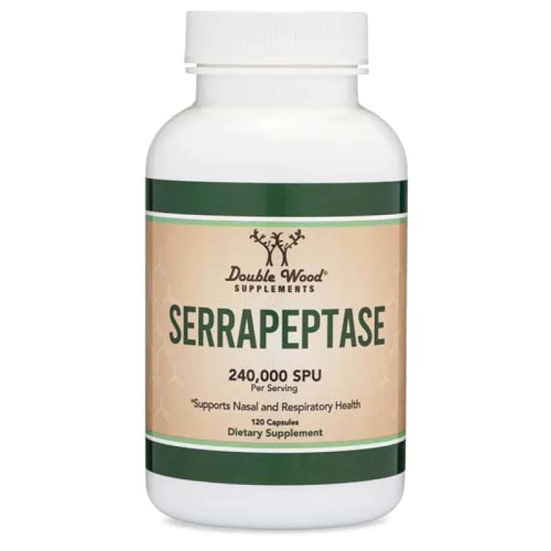 [Serrapeptase 120,000 SPU 120 капсули | Double Wood Естествено противовъзпалително средство Облекчава болката в ставите и мускулите Подпомага при респираторни инфекции Поддържа сърдечно-съдовото здраве С