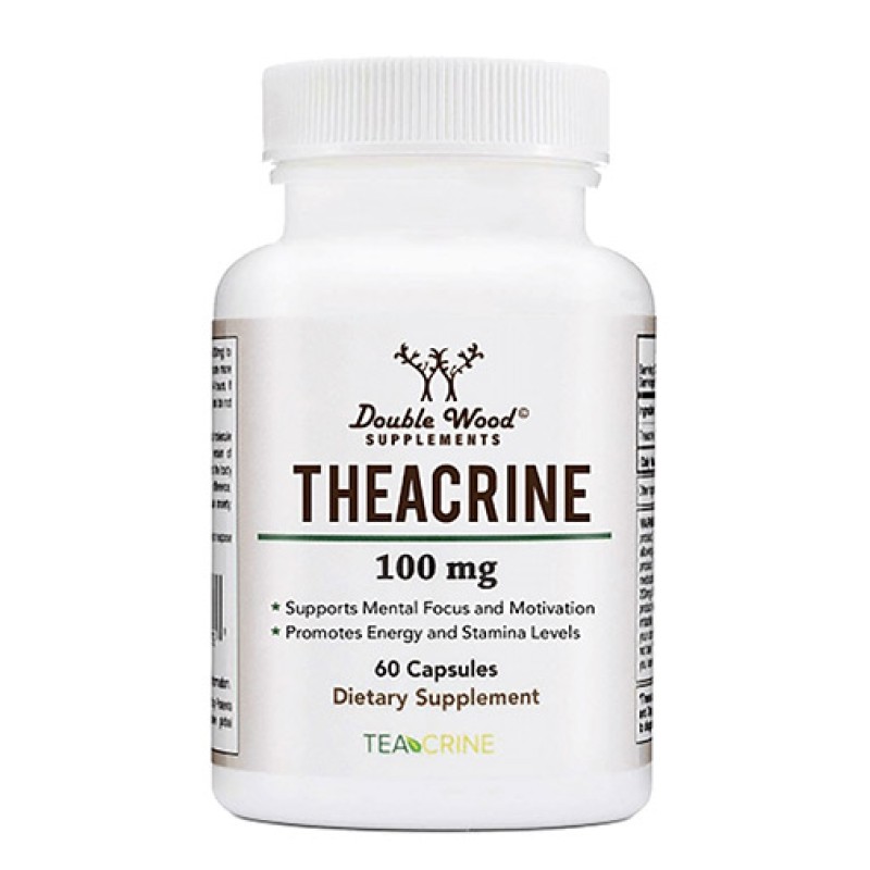 [Theacrine 100 мг 60 капсули | Double Wood Допринася за нормалното състояние на мозъчната дейност и функция Подобрява настроението и осигурява повече енергия Регулира нивата на холестерол в кръвта Теак