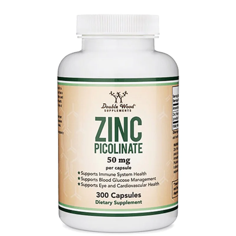 [Zinc Picolinate 50 мг 300 капсули | Double Wood Поддържа имунната система Подходящ за прием по време на настинка Грижи се за здравето на кожата Подпомага здравето на очите Цинк Пиколинат 50 мг на капсул