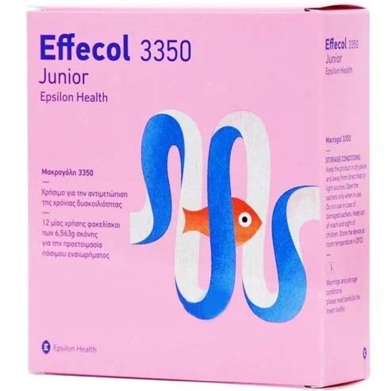 Effecol 3350 Junior 12 сашета | Epsilon Health При хроничен и случаен запек Подходящ лаксатив за продължителна употреба Не е необходимо дозата да се увеличава с течение на времето Не предизвиква дискомфор Effecol 3350 Junior 12 сашета | Epsilon Health При