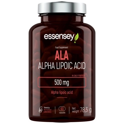 ALA | Alpha Lipoic Acid 500 mg - 90 капсули | ESSENSEY ALA | Alpha Lipoic Acid 500 mg - 90 капсули | ESSENSEY