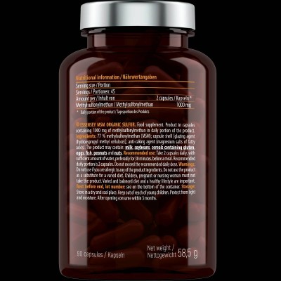 MSM Organic Sulfur 500 mg - 90 капсули | ESSENSEY
