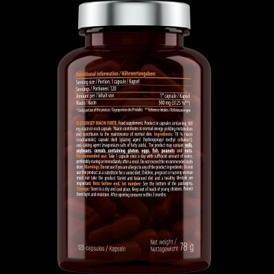 Niacin Forte 500 mg - 120 капсули | ESSENSEY Niacin Forte 500 mg - 120 капсули | ESSENSEY