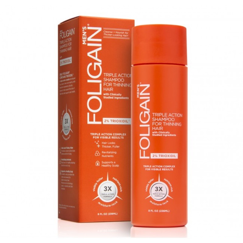 Men's Triple Action Shampoo for Thinning Hair 2% Trioxidil 236 мл | Foligain