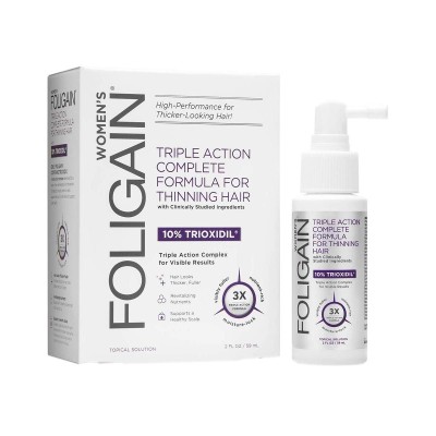 Womens Triple Action Complete Formula for Thinning Hair 10% Trioxidil 59 мл | Foligain Против оредяване на косата и косопад Заздравява косата, като ѝ придава блясък Добър помощник в борбата с оплешивяван Womens Triple Action Complete Formula for Thinning 