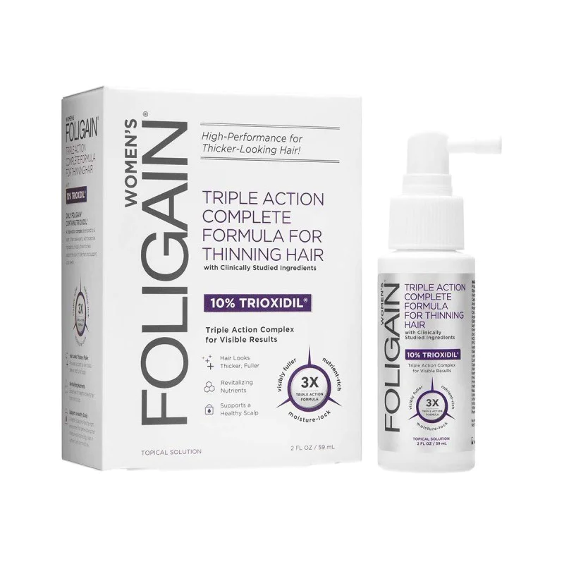 Womens Triple Action Complete Formula for Thinning Hair 10% Trioxidil 59 мл | Foligain Womens Triple Action Complete Formula for Thinning Hair 10% Trioxidil 59 мл | FoligainПротив оредяване на косата и косопад
Заздравява косата, като ѝ придава бл Womens Triple Action Complete Formula for Thinning Hair 10% Trioxidil 59 мл | Foligain Против оредяване на косата и косопад Заздравява косата, като ѝ придава блясък Добър помощник в борбата с оплешивяван Womens Triple Action Complete Formula for Thinning