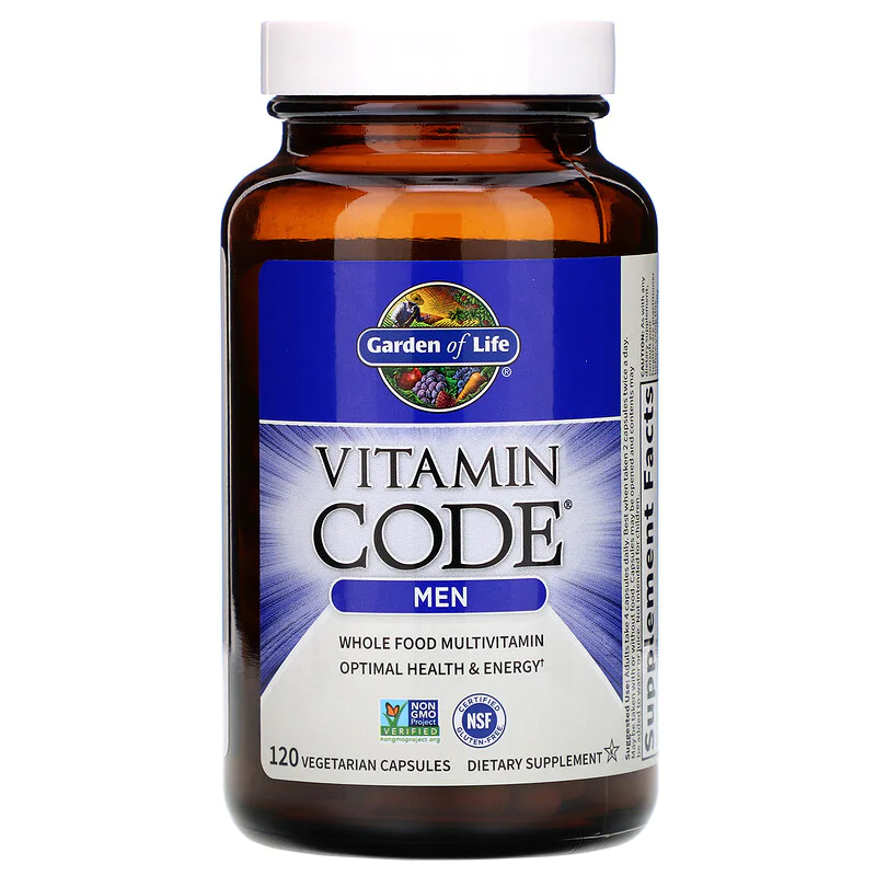 Vitamin Code Whole Food Multivitamin for Men 120 капсули | Garden Of Life Здравословен отговор на стреса Психическа и физическа енергия Здраве за сърцето и простатата Поддържа здравословното храносмилане Vitamin Code Whole Food Multivitamin for Men 120 ка