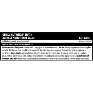 Biotin B7 - 60 Таблетки | Genius Nutrition