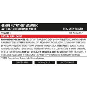 Vitamin C Chewable - Праскова 300 Таблетки | Genius Nutrition